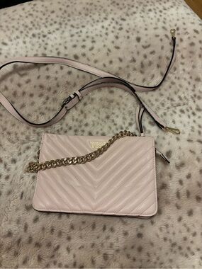 Victoria's Secret Pale Pink Quilted Chain Crossbody